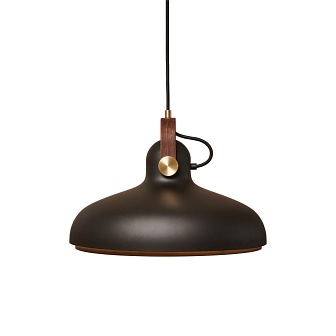 Duża lampa wisząca czarna drewno Carronade 40cm